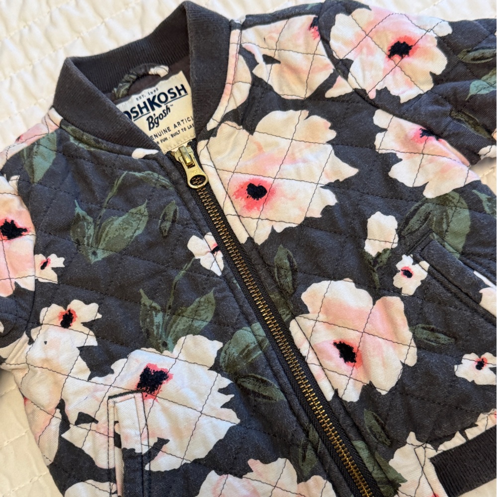 Oshkosh - Floral Quilted Bomber Jacket- 12M